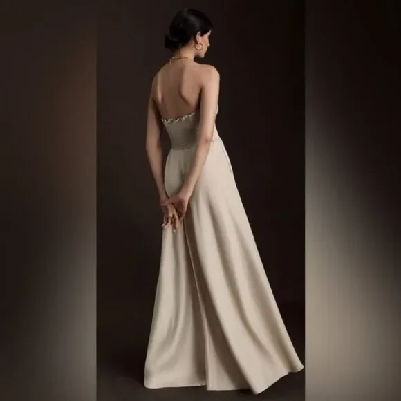 BHLDN Elsie Straight-Neck Satin A-Line Gown NWT Sz 2 - Picture 3 of 11